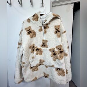 Fleece teddy bear half zip up- Used. Size M